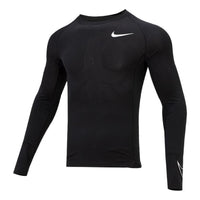 تي شيرت Nike Pro Dri-fit Athleisure رجالي رياضي كاجوال برقبة دائرية وأكمام طويلة وتهوية باللون الأسود DD1991-010
