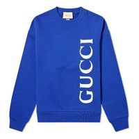 قميص رياضي Gucci كبير بشعار وياقة مستديرة باللون الأزرق الملكي 599345-XJB1C-4118